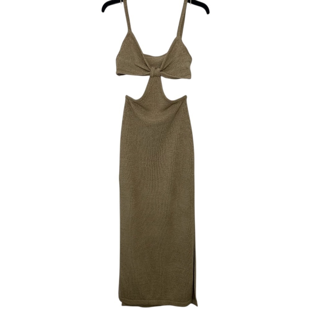 Beige Botany Knit Cut Out Maxi Dress Sand Taupe Size Small - Picture 16 of 16